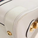 GUCCI Ophdia GG Sherry Line Hand Bag Leather 2way White Gold 715666 Auth 207006V-21