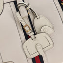 GUCCI Ophdia GG Sherry Line Hand Bag Leather 2way White Gold 715666 Auth 207006V-19