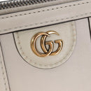GUCCI Ophdia GG Sherry Line Hand Bag Leather 2way White Gold 715666 Auth 207006V-24