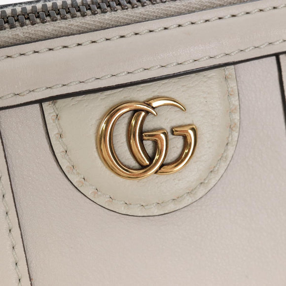 GUCCI Ophdia GG Sherry Line Hand Bag Leather 2way White Gold 715666 Auth 207006V