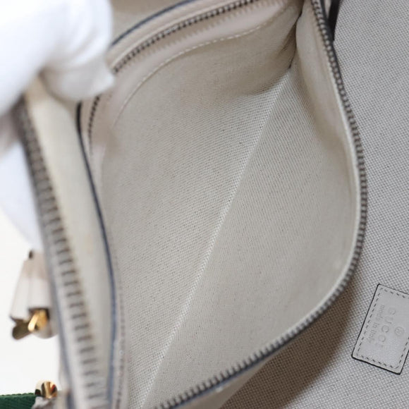 GUCCI Ophdia GG Sherry Line Hand Bag Leather 2way White Gold 715666 Auth 207006V