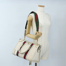 GUCCI Ophdia GG Sherry Line Hand Bag Leather 2way White Gold 715666 Auth 207006V-35