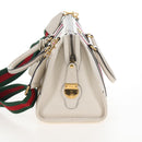 GUCCI Ophdia GG Sherry Line Hand Bag Leather 2way White Gold 715666 Auth 207006V-4