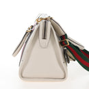 GUCCI Ophdia GG Sherry Line Hand Bag Leather 2way White Gold 715666 Auth 207006V-4