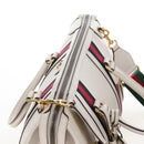 GUCCI Ophdia GG Sherry Line Hand Bag Leather 2way White Gold 715666 Auth 207006V-6