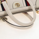 GUCCI Ophdia GG Sherry Line Hand Bag Leather 2way White Gold 715666 Auth 207006V-7