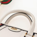 GUCCI Ophdia GG Sherry Line Hand Bag Leather 2way White Gold 715666 Auth 207006V-8