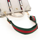 GUCCI Ophdia GG Sherry Line Hand Bag Leather 2way White Gold 715666 Auth 207006V-8