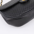 Bally Chain Shoulder Bag Leather Black Gold Auth 207009A-14
