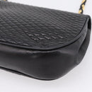 Bally Chain Shoulder Bag Leather Black Gold Auth 207009A-15