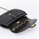 Bally Chain Shoulder Bag Leather Black Gold Auth 207009A-10