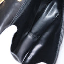 Bally Chain Shoulder Bag Leather Black Gold Auth 207009A-11