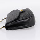 Bally Chain Shoulder Bag Leather Black Gold Auth 207009A-3