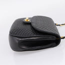 Bally Chain Shoulder Bag Leather Black Gold Auth 207009A-4