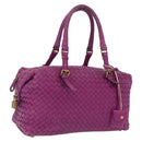 Bottega Veneta INTRECCIATO Boston Bag Leather Purple Gold 173398 Auth 207010V-1