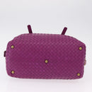 Bottega Veneta INTRECCIATO Boston Bag Leather Purple Gold 173398 Auth 207010V-5