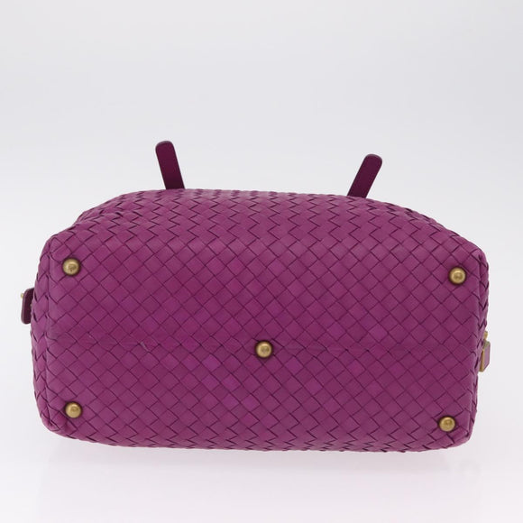 Bottega Veneta INTRECCIATO Boston Bag Leather Purple Gold 173398 Auth 207010V