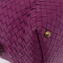 Bottega Veneta INTRECCIATO Boston Bag Leather Purple Gold 173398 Auth 207010V-14