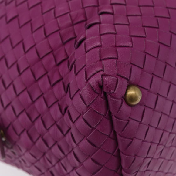 Bottega Veneta INTRECCIATO Boston Bag Leather Purple Gold 173398 Auth 207010V