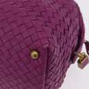 Bottega Veneta INTRECCIATO Boston Bag Leather Purple Gold 173398 Auth 207010V-15