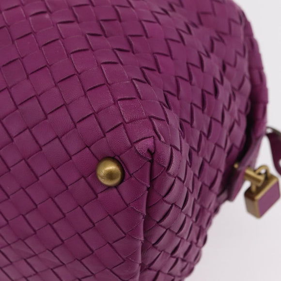 Bottega Veneta INTRECCIATO Boston Bag Leather Purple Gold 173398 Auth 207010V