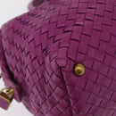Bottega Veneta INTRECCIATO Boston Bag Leather Purple Gold 173398 Auth 207010V-16