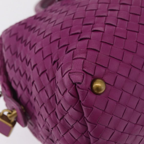 Bottega Veneta INTRECCIATO Boston Bag Leather Purple Gold 173398 Auth 207010V
