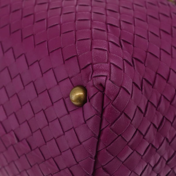 Bottega Veneta INTRECCIATO Boston Bag Leather Purple Gold 173398 Auth 207010V