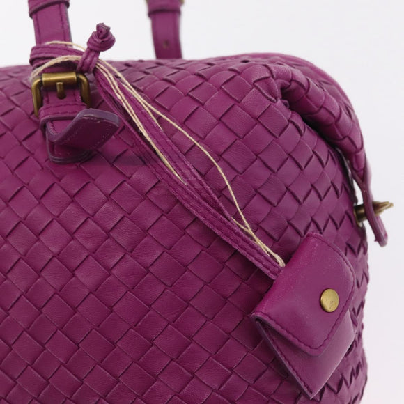 Bottega Veneta INTRECCIATO Boston Bag Leather Purple Gold 173398 Auth 207010V