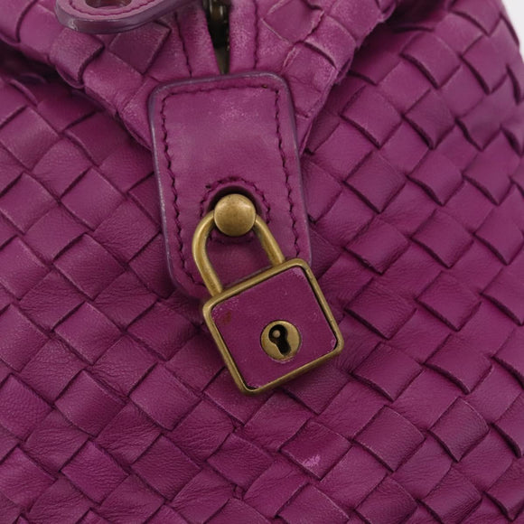 Bottega Veneta INTRECCIATO Boston Bag Leather Purple Gold 173398 Auth 207010V