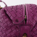 Bottega Veneta INTRECCIATO Boston Bag Leather Purple Gold 173398 Auth 207010V-20