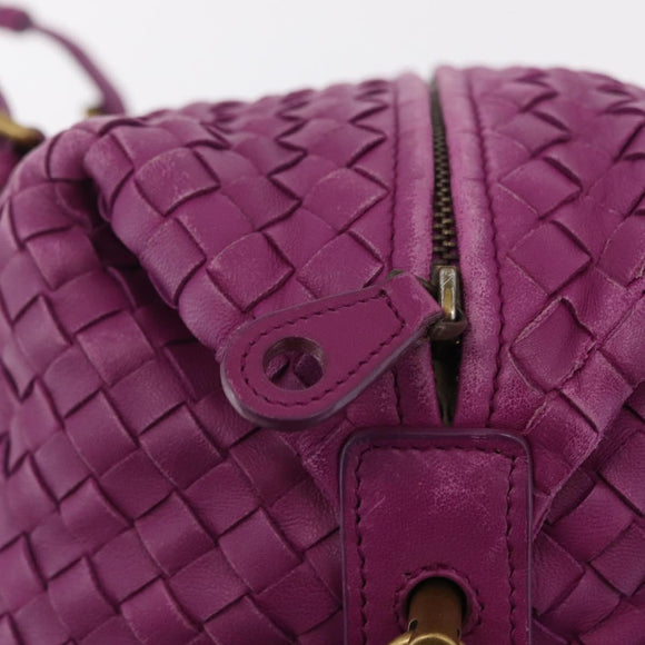 Bottega Veneta INTRECCIATO Boston Bag Leather Purple Gold 173398 Auth 207010V