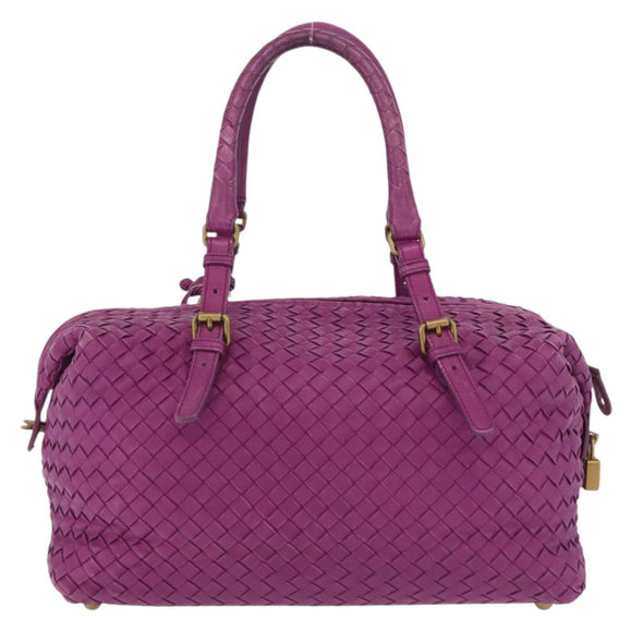 Bottega Veneta INTRECCIATO Boston Bag Leather Purple Gold 173398 Auth 207010V