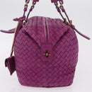 Bottega Veneta INTRECCIATO Boston Bag Leather Purple Gold 173398 Auth 207010V-3