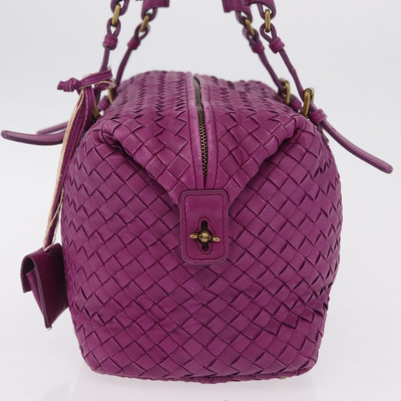 Bottega Veneta INTRECCIATO Boston Bag Leather Purple Gold 173398 Auth 207010V
