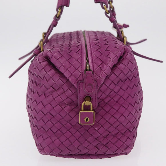 Bottega Veneta INTRECCIATO Boston Bag Leather Purple Gold 173398 Auth 207010V