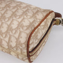 Christian Dior Trotter Canvas Romantic Chain Bag PVC Beige Silver Auth 207013-17