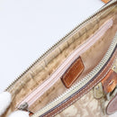 Christian Dior Trotter Canvas Romantic Chain Bag PVC Beige Silver Auth 207013-10