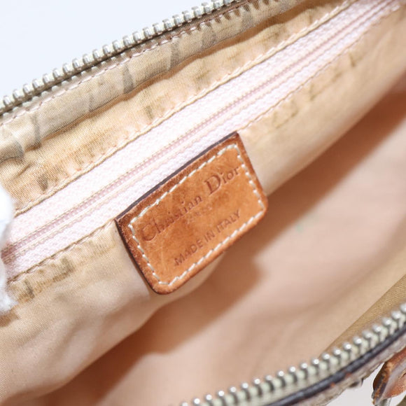 Christian Dior Trotter Canvas Romantic Chain Bag PVC Beige Silver Auth 207013