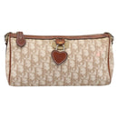 Christian Dior Trotter Canvas Romantic Chain Bag PVC Beige Silver Auth 207013-2