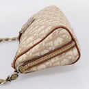 Christian Dior Trotter Canvas Romantic Chain Bag PVC Beige Silver Auth 207013-4
