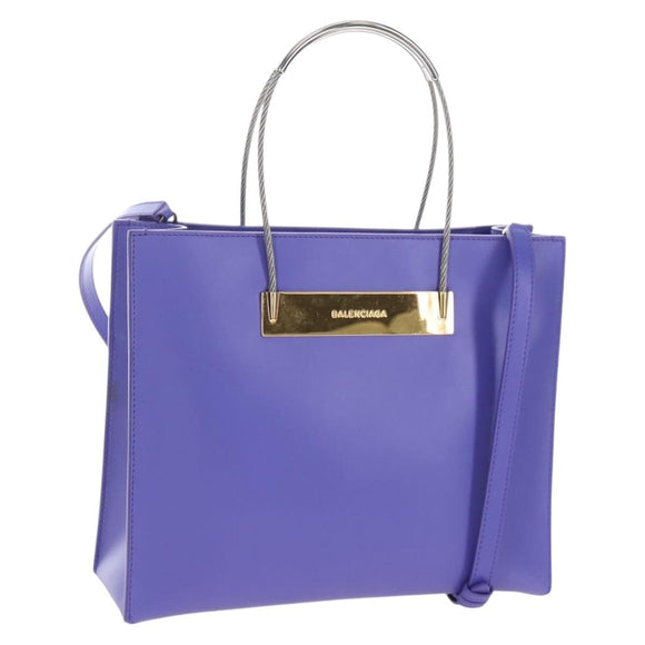 Balenciaga Hand Bag Leather 2way Purple Gold Silver Auth 207015V