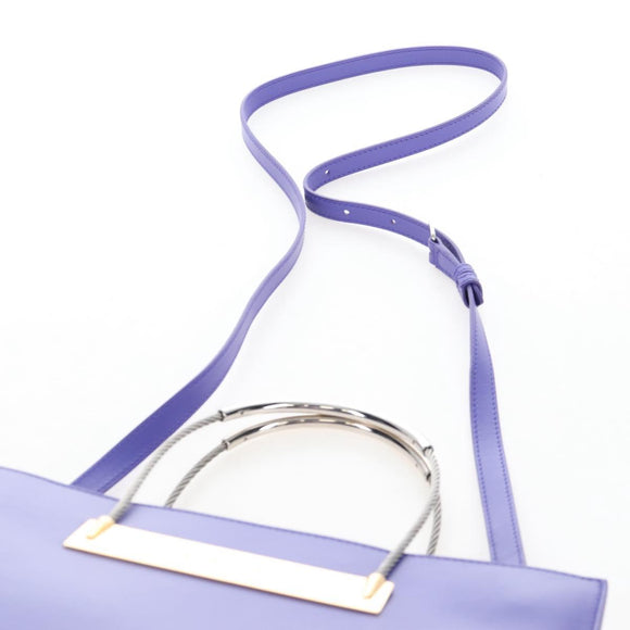 Balenciaga Hand Bag Leather 2way Purple Gold Silver Auth 207015V