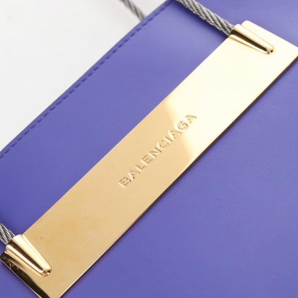Balenciaga Hand Bag Leather 2way Purple Gold Silver Auth 207015V