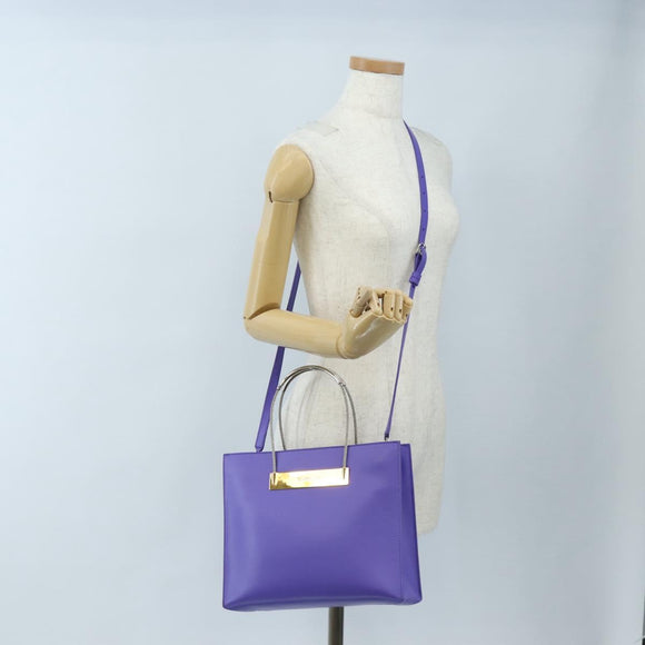 Balenciaga Hand Bag Leather 2way Purple Gold Silver Auth 207015V