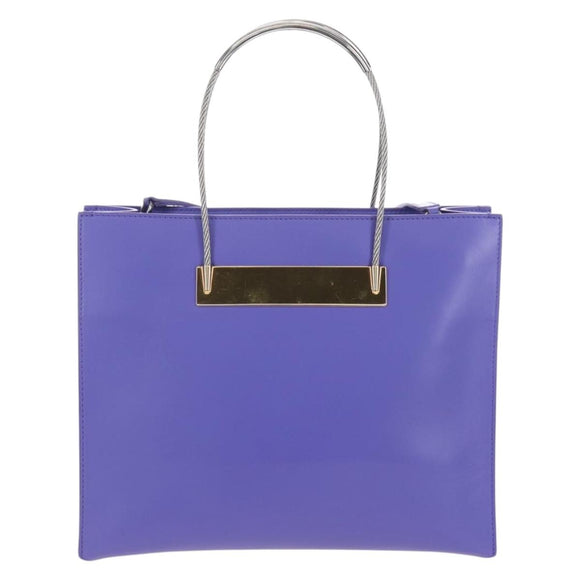 Balenciaga Hand Bag Leather 2way Purple Gold Silver Auth 207015V