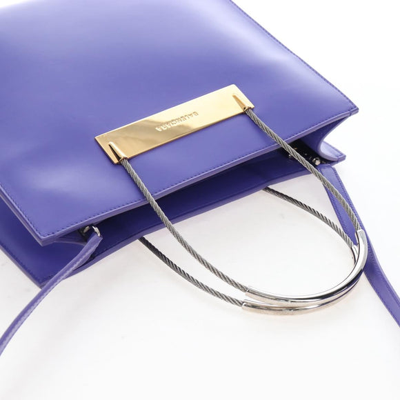 Balenciaga Hand Bag Leather 2way Purple Gold Silver Auth 207015V