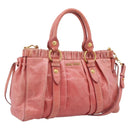 Miu Miu Vitellolux Hand Bag Leather 2way Pink Gold Auth 207017V-1