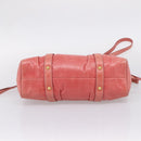 Miu Miu Vitellolux Hand Bag Leather 2way Pink Gold Auth 207017V-5