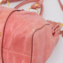 Miu Miu Vitellolux Hand Bag Leather 2way Pink Gold Auth 207017V-9